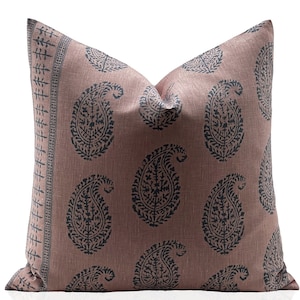 Kashmir Paisley in  Blue/Pink, Peter Dunham Pillow, Decorative Throw Pillow,  Designer Pillows