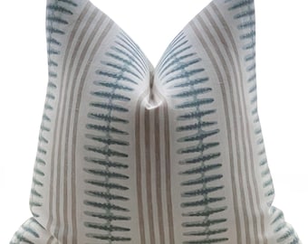 Fodera per cuscino a righe Thibaut, cuscino decorativo, cuscini lombari, cuscino a righe indonesiane color vetro di mare