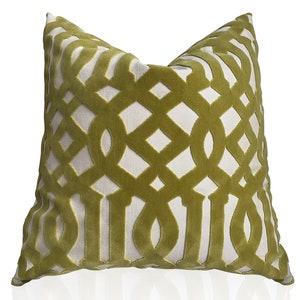 Schumacher Citron Imperial Trellis Velvet Pillow Cover, Velvet  Pillow, Decorative Pillow