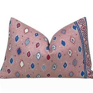 Peter Dunham Pillow Oona Pillow Cover in Pale Pink indigo, Throw Cushion, Decorative Pillow Sham, Lumbar Cushions