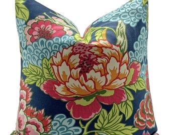 Thibaut Honshu Green Chinoiserie Pillow Cover, Floral Pillow, Decorative Pillow, Lumbar Throw Pillows