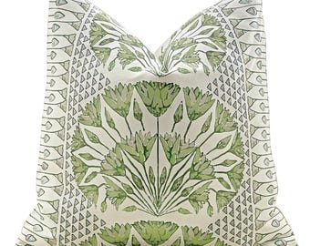 Thibaut Cairo Pillow Cover in Green and White, Throw Cushion, Decorative Pillows, Living Room, Bedroom, Lumbar Pillow