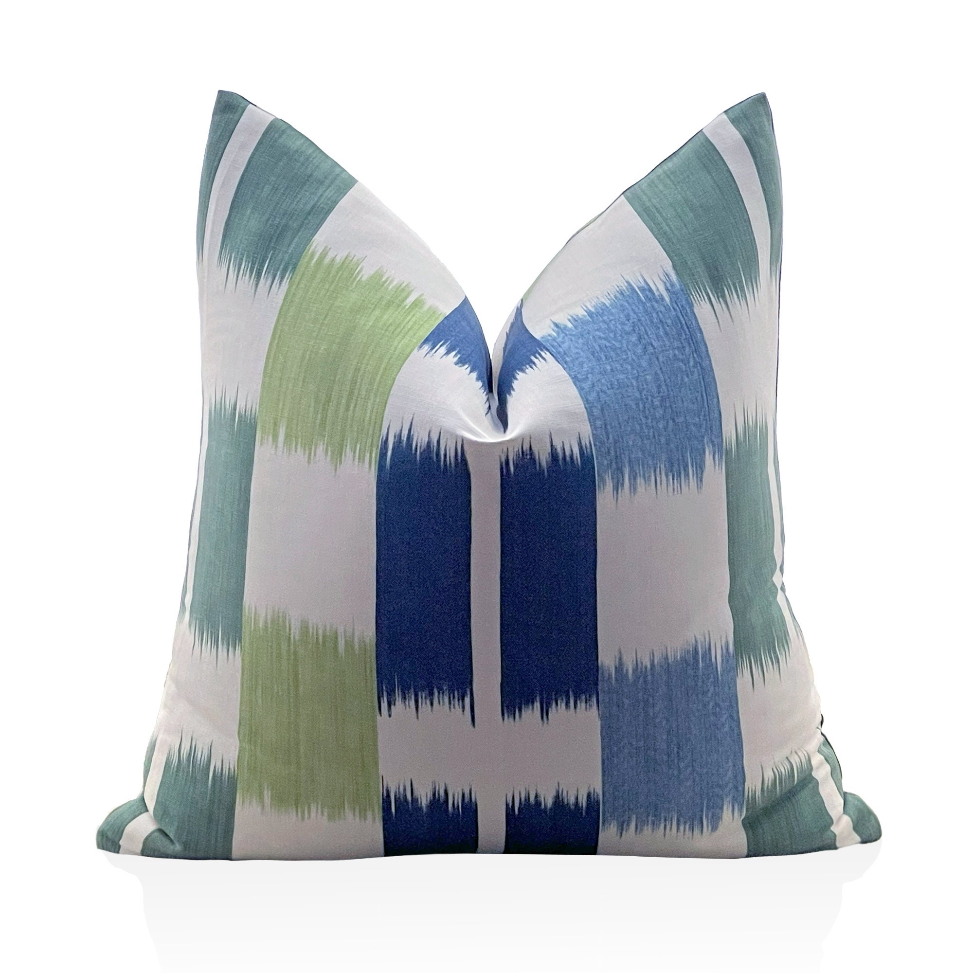 Black White And Green Long Ikat Decorative Throw Pillow Cover Black White And Green Long Ikat Decorative Throw Pillow Cover