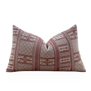 Peter Dunham Masai Pillow Cover in Red, Decorative Pillow Sham, Lumbar Cushions, Mildew Resistant, Fade Resistant, indoor Outdoor Pillows