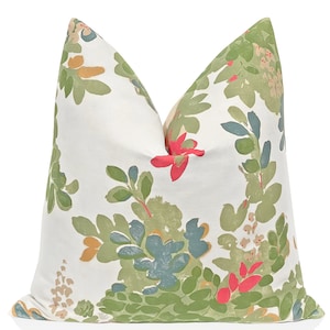 Thibaut Central Park Floral Pillow Cover in Green, Pink, Blue, Designer Lumbar  Pillow, Leaves Pillow, Pillowcases