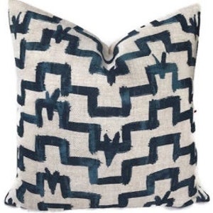 Tulu  Pillow Cover in Indigo Blue, Designer Pillow, Geometric Design
