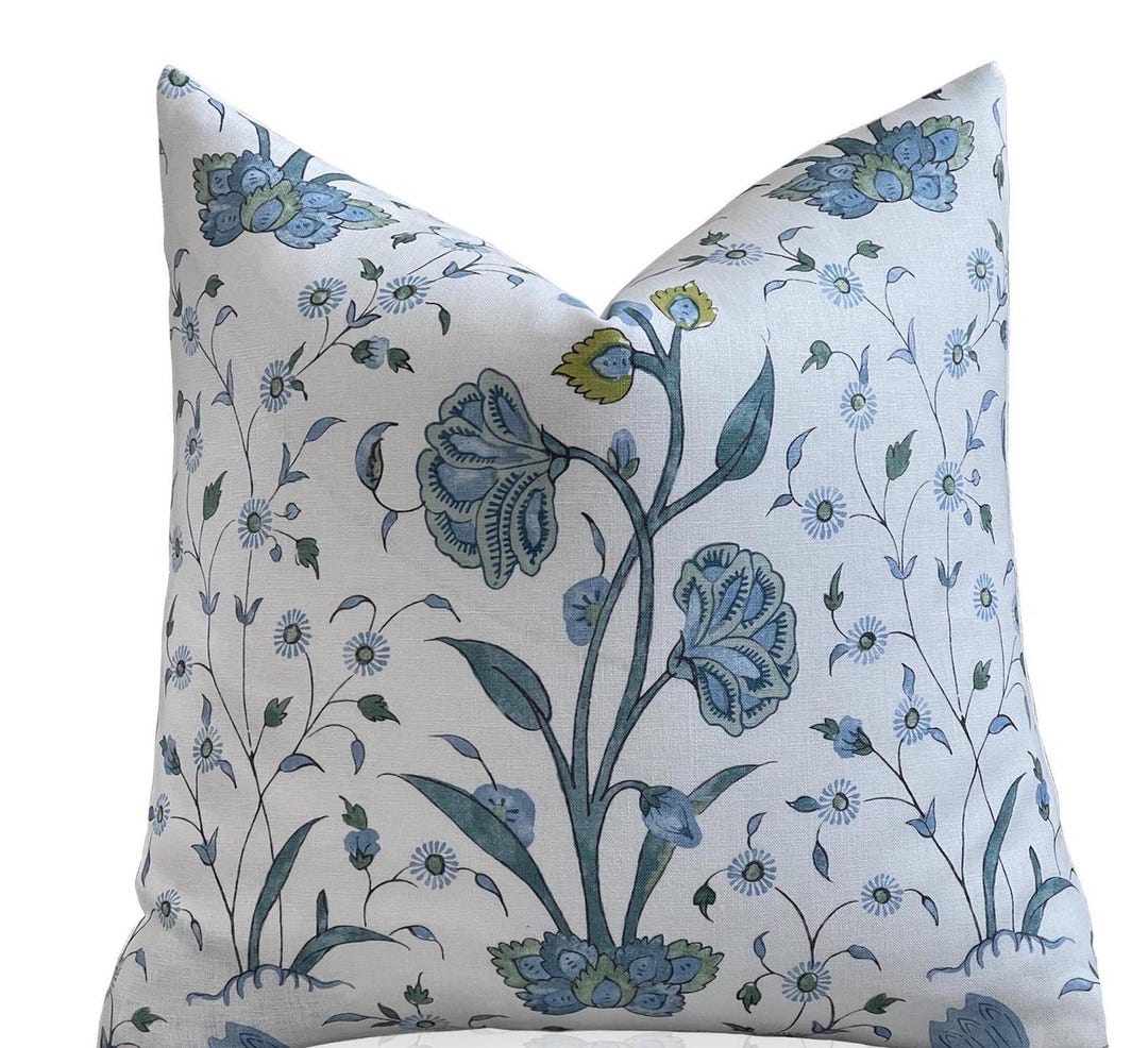 Schumacher Khilana Floral Pillow Cover in Peacock, Pillow Sham, Lumbar ...