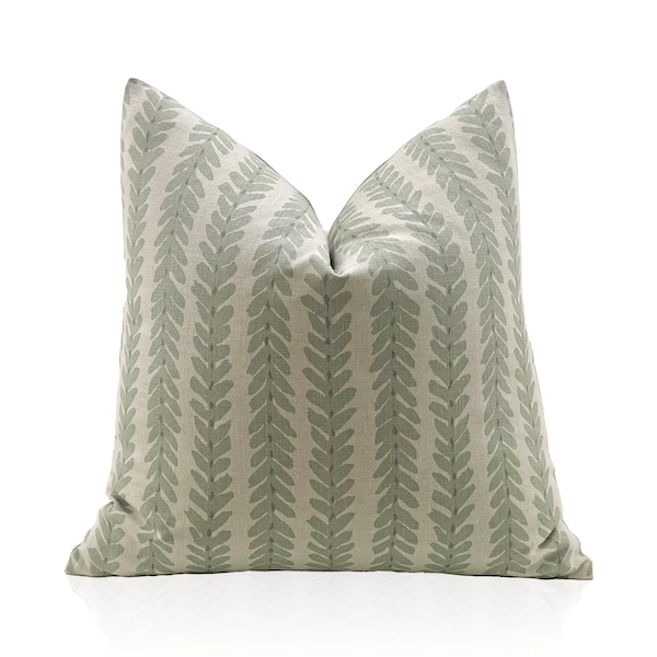 Schumacher Woodperry Pillow Cover in Sage Green, Decorative Throw Pillow, Bed Pillows, Designer Pillows