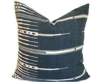 Peter Dunham Tangiers  Pillow Cover in indigo Blue on Natural, Decorative Pillow,  Designer Pillows