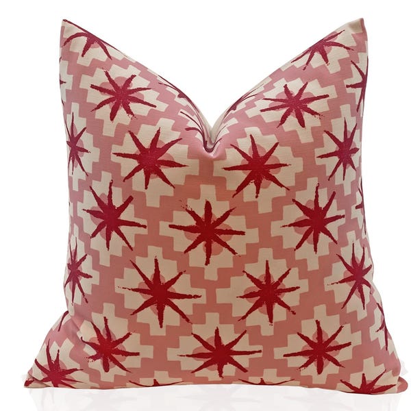 Peter Dunham Textiles Starburst Outdoor Kissenbezug in Himbeere / Pink Dekoratives Dekokissen, Veranda, Terrasse, Kissen