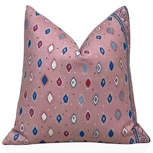 Peter Dunham Pillow Oona Pillow Cover in Pale Pink indigo, Throw Cushion, Decorative Pillow Sham, Lumbar Cushions