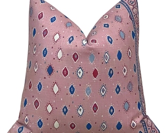 Peter Dunham Pillow Oona Pillow Cover in Pale Pink indigo, Throw Cushion, Decorative Pillow Sham, Lumbar Cushions