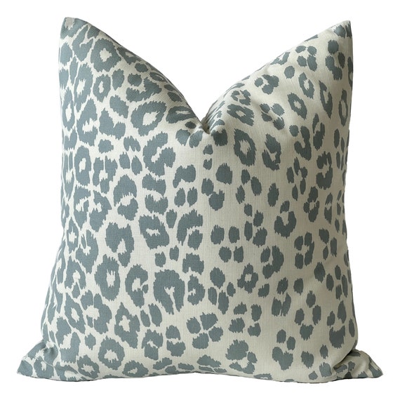 Iconic Leopard Sky Pillow Cover / Schumacher Sky Leopard Cushion Cover /  Indoor or Outdoor Pillow Cover