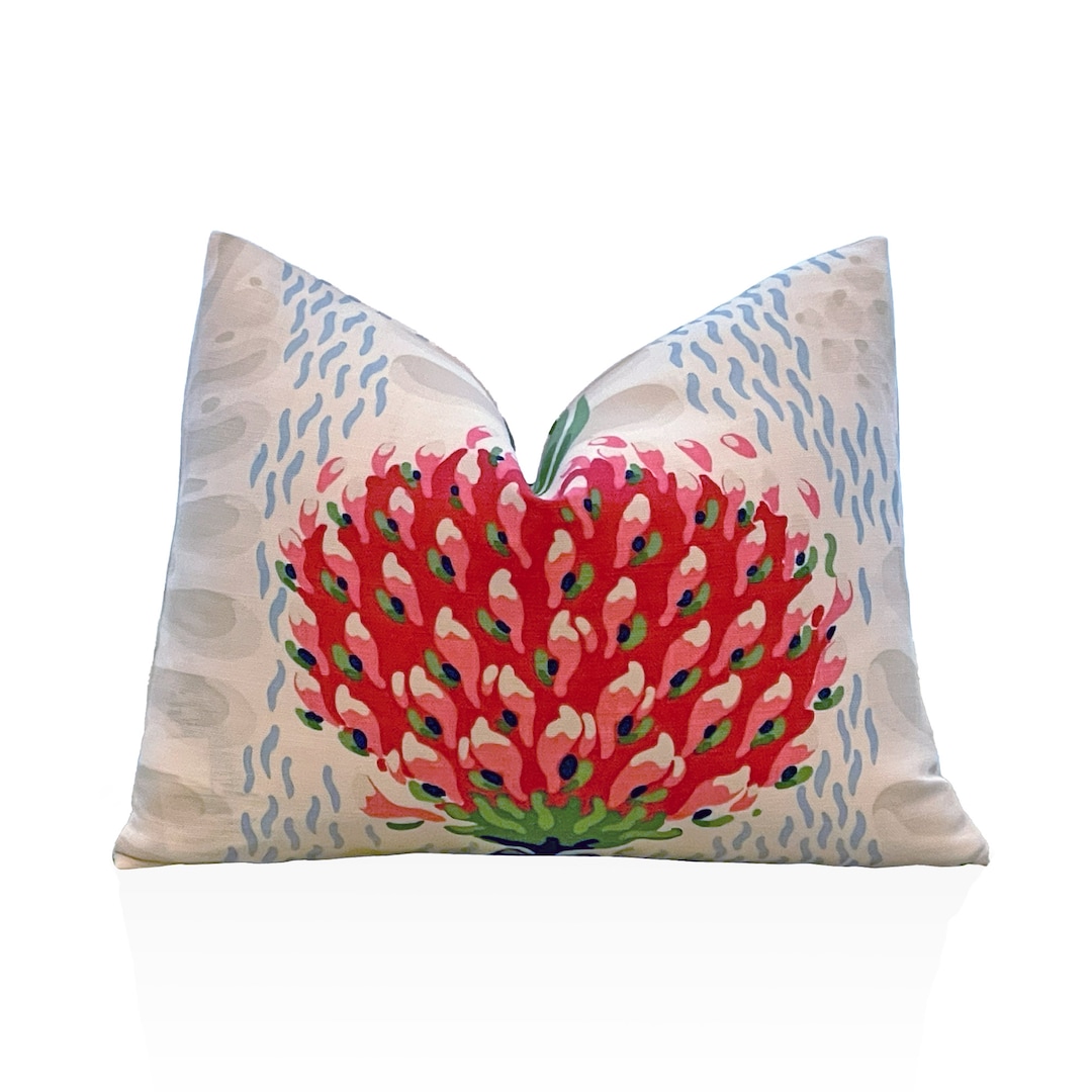 Thibaut Tiverton Pillow Cover in Red Designer Lumbar Pillow, Bedding