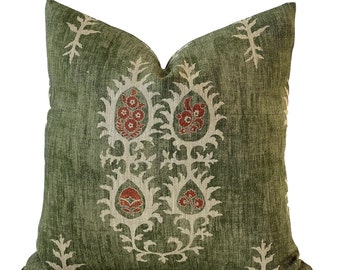 Tribal Flame Pillow Cover in Flame Green, Decorative Pillows, Designer Pillows