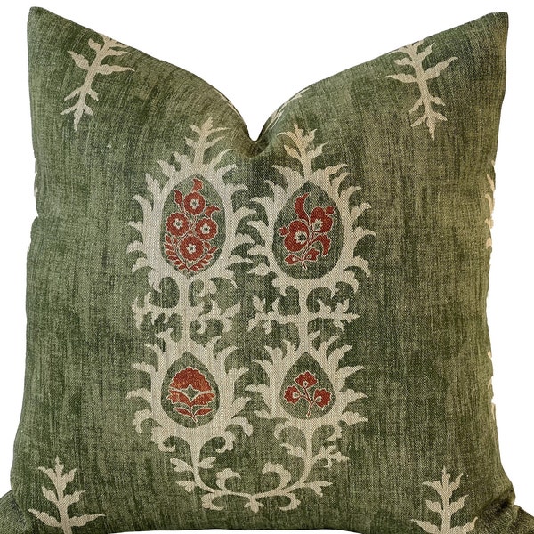 Tribal Flame Pillow Cover in Flame Green, Decorative Pillows, Designer Pillows