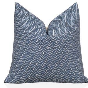 Peter Dunham Atlas Kissenbezug in Indigo, Blau Designer Kissen, Wohnzimmer, Schlafzimmer, Dekokissen, Euro Sham