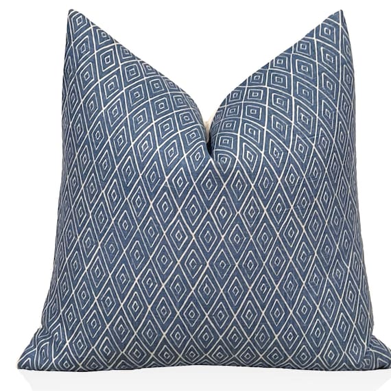 Peter Dunham Atlas Pillow Cover in Indigo, Blue Designer Pillow, Living Room, Bedroom, Throw Pillow, Euro Sham