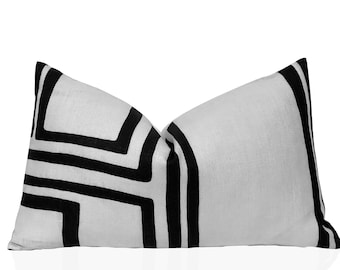 Schumacher Large Open Boxes Pillow Cover in Black, Decorative Throws, Bed Pillows, Designer  Pillow