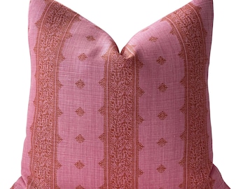 Outdoor Pillows, Peter Dunham Fez Pillow Cover in Pink and Orange, Designer Pillow, Sofa Pillow, Decorative Throw Pillow