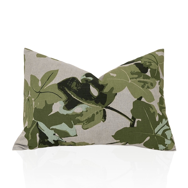 Peter Dunham Fig Leaf Original on Natural Floral Decorative Throw Pillow Cover, Designer Pillows