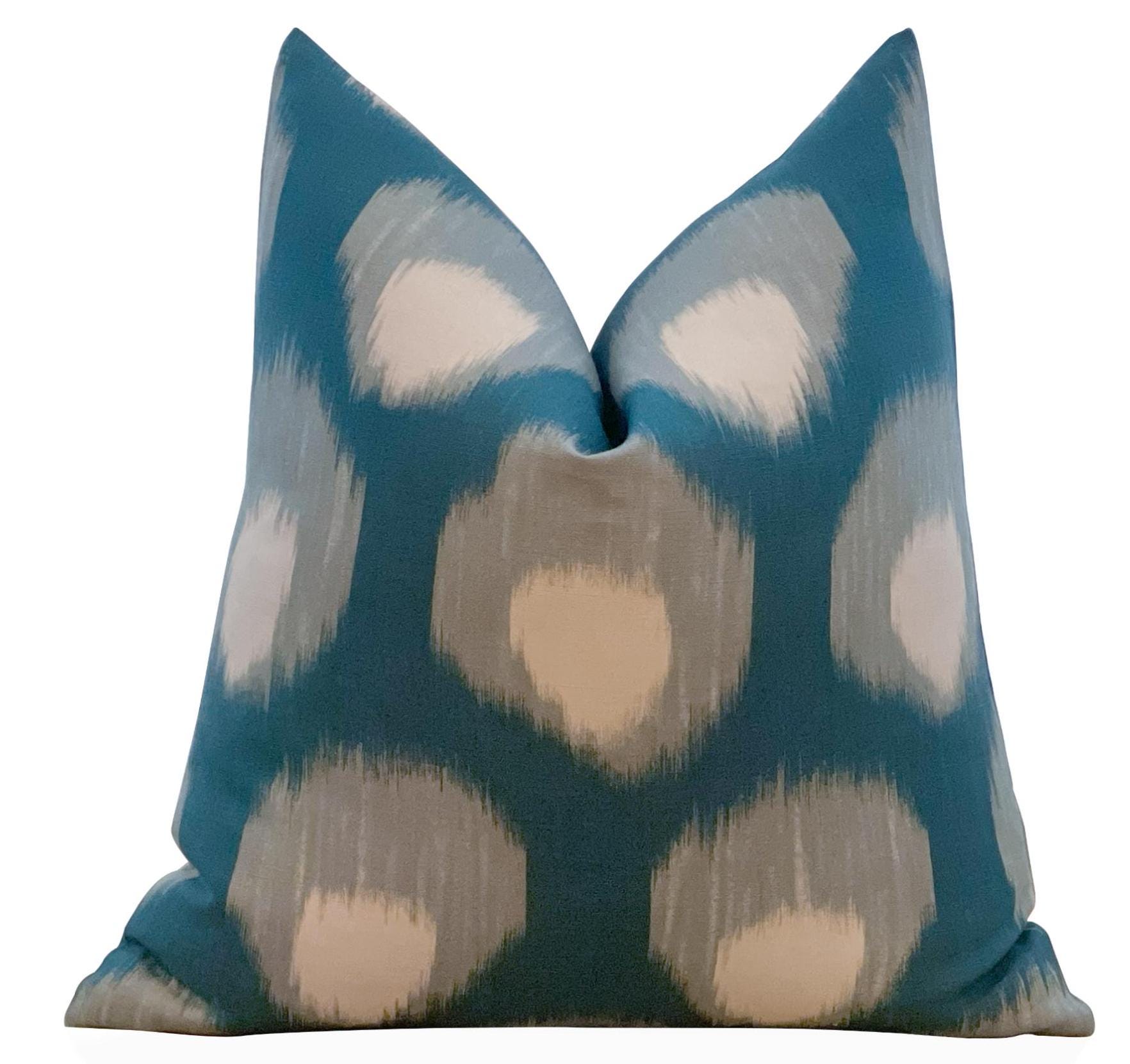 Patio, Deck, Porch, Pillows, Peter Dunham Bukhara Pillow in Blue Blue, Decorative Throw Pillow, Outdoor Pillow Covers