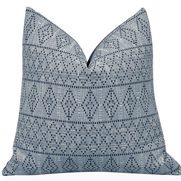 Peter Dunham Souk Pillow Cover en índigo y océano, sala de estar, dormitorio, almohada de tiro, decoración del patio, porche, guarida, almohada interior al aire libre