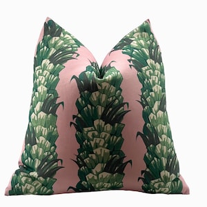 Floral Pillow Cover, Carolina Irving Palmetto Throw Pillow in Jungle on Pink, Throw Cushions