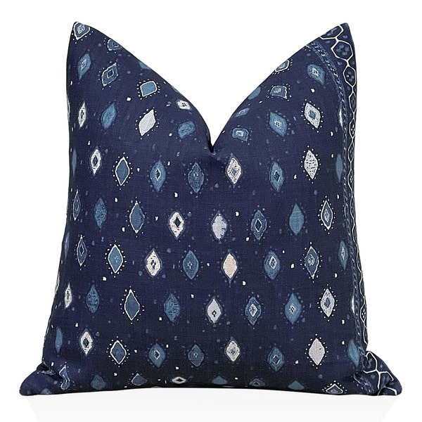 Peter Dunham Pillow Oona Pillow Cover in Blue/Blue Throw Cushion, Decorative Pillow Sham, Lumbar Cushions