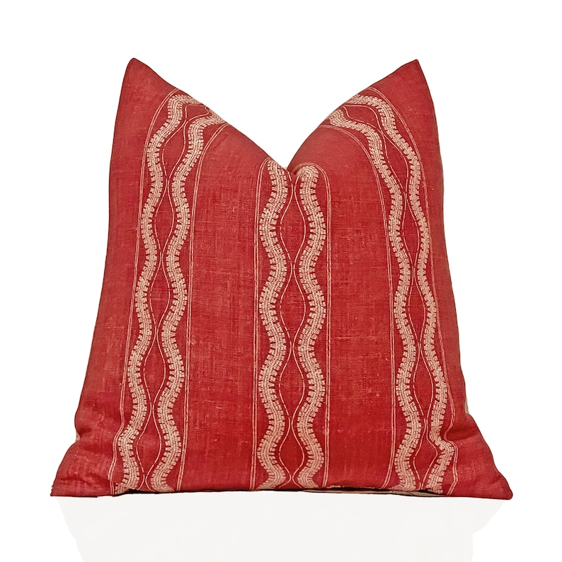 Peter Dunham Zanzibar Pillow Cover in Red, Designer Pillow, Sofa Pillow