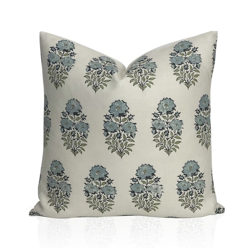 Pillow Cover Lisa Fine Pillow Cover Mughal Flower in Blue Etsy