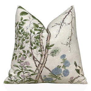 Federa per cuscino Thibaut Katsura in crema e lavanda, cuscino floreale, cuscino decorativo, cuscini lombari