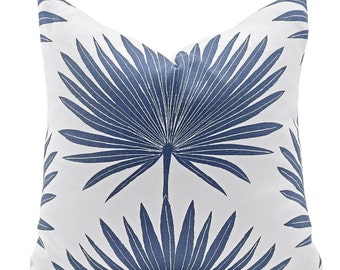 Palmeetto Pillow Cover Cadet Blue, Floral Designer Throw Pillow,  Decorative Pillow