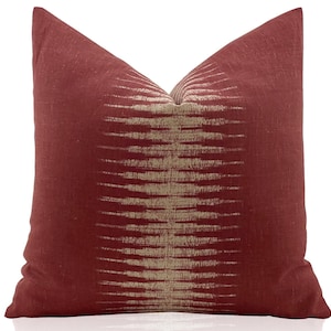 Peter Dunham Ikat Pillow Cover in Pomegranate,Designer Pillow, Sofa Pillow, Decorative Throw Pillow