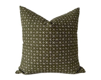 Fanorona Pillow Cover in Canopy, Green Pillows, Decorative Throw Pillow,  Designer Pillows