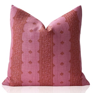 Peter Dunham Fez Kissenbezug in Pink und Orange, Designer Kissen, Sofakissen, dekoratives Kissen