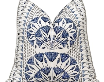 Thibaut Cairo Pillow Cover in Blue and White, Throw Cushion, Decorative Pillows, Living Room, Bedroom, Lumbar Pillow