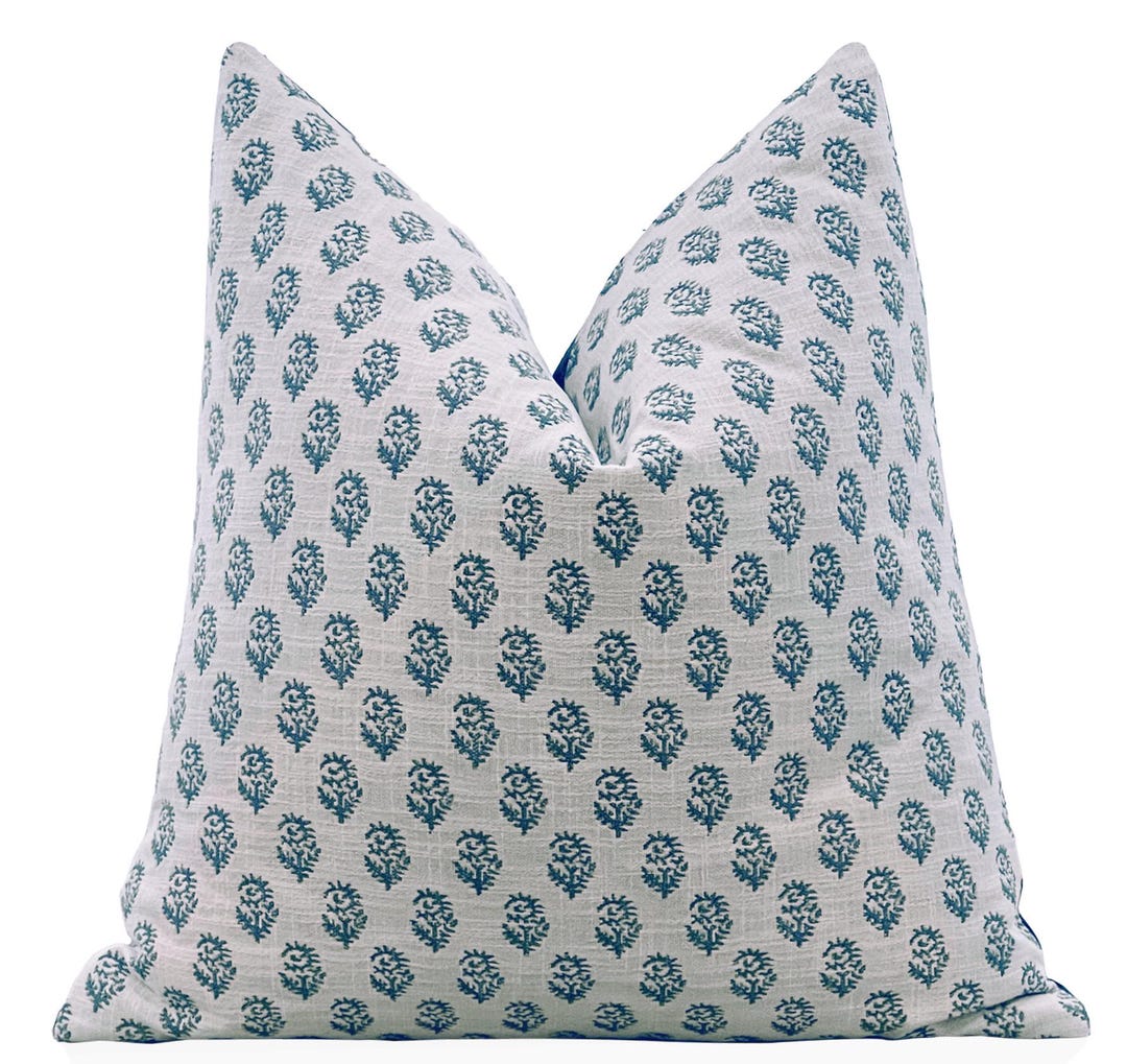 Peter Dunham Rajmata Tonal Pillow Cover in Aquamarine on White ...