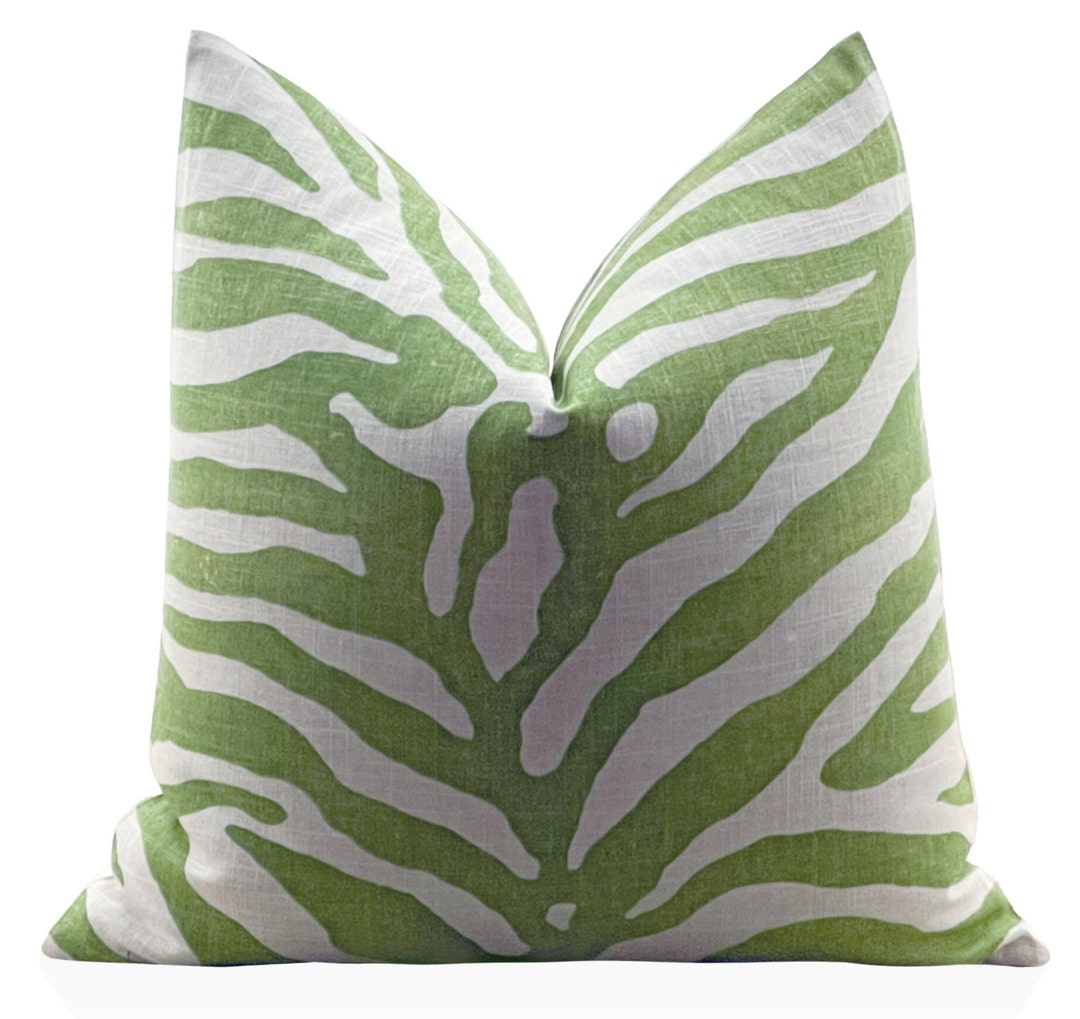 Thibaut Serengeti Zebra Pillow Cover in Green, Animal Pillow, Throw
