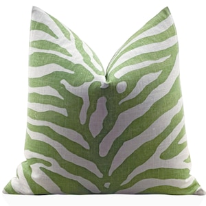 Thibaut Serengeti Zebra Pillow Cover in Green, Throw Cushion,Decorative Pillows, Living Room, Bedroom