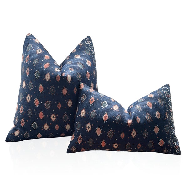 Peter Dunham Pillow Oona in Pink/Blue Decorative Throw Pillow,  Designer Pillows