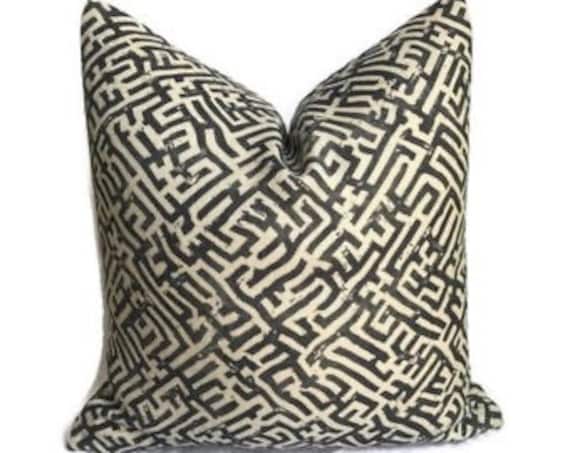 Basilica Pillow Cover in Ink, Geometric Pillow, Black Decorative Pillow, Designer Pillows