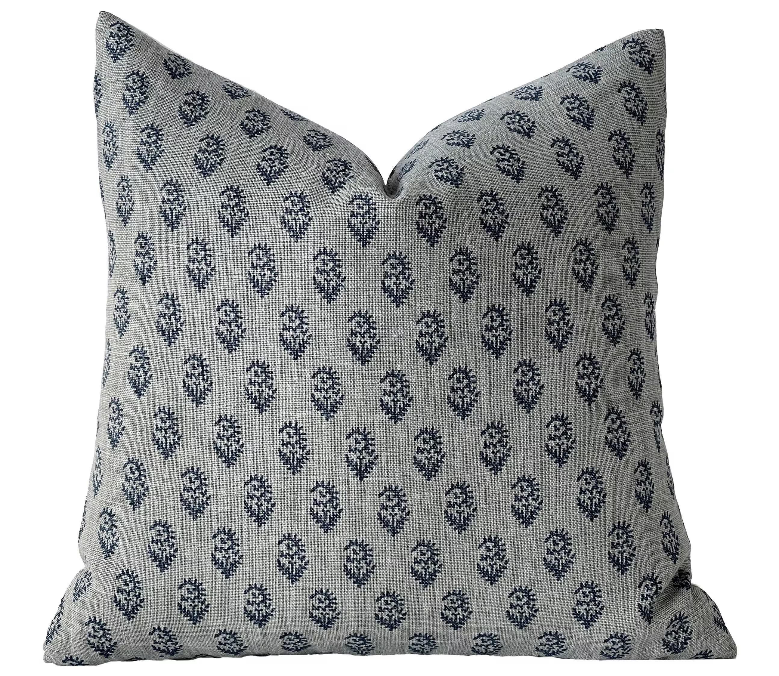 Peter Dunham Rajmata Tonal Pillow Cover in Mist Blue Indigo, Decorative ...