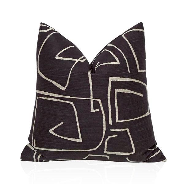 Black and White Geometric Pillow Etsy