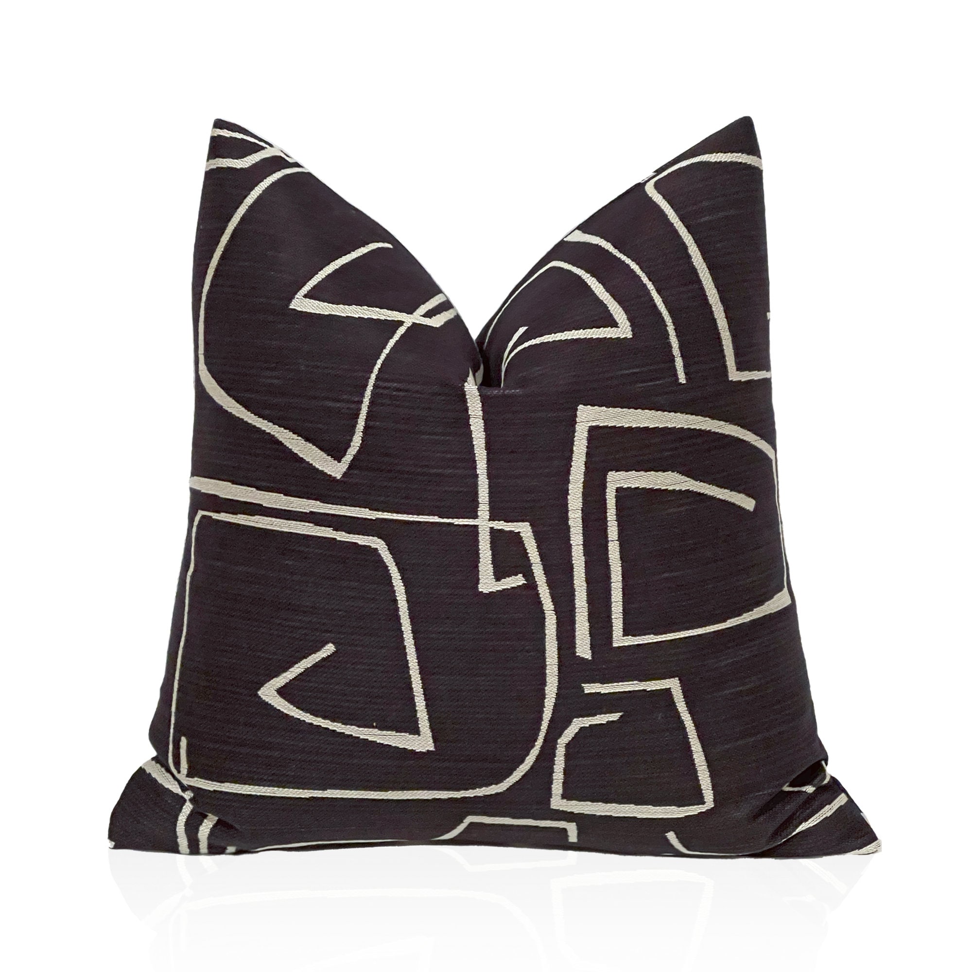 Kravet Pillow Cover Black Ivory Pillow Upholstery Fabric Black Cushion Geometric Euro Sham Accent Toss Pillow Etsy