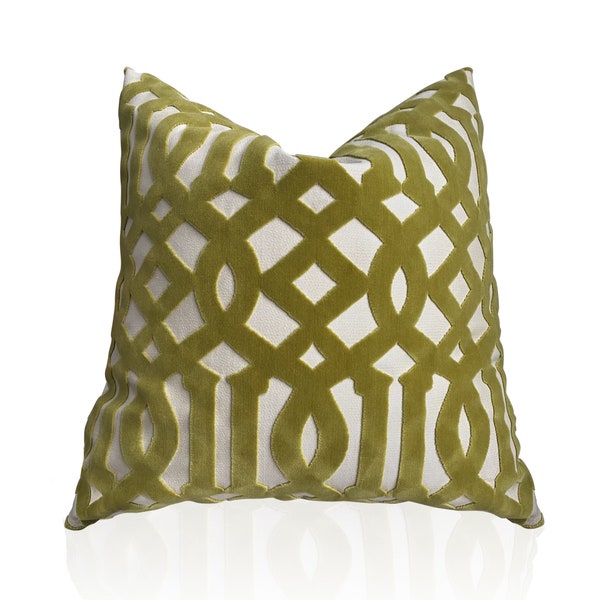 Schumacher Citron Imperial Trellis Velvet Pillow Cover, Velvet  Pillow, Decorative Pillow