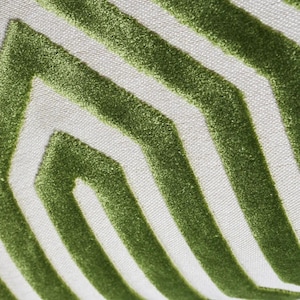 Schumacher Vanderbilt Velvet Pillow Cover in Lettuce, Designer Green Chevron Pillow, Decorative Pillows, Bedding Decor, Living Room image 3