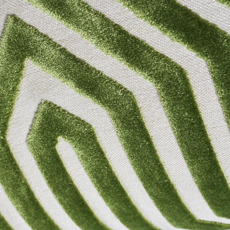 Schumacher Vanderbilt Velvet Pillow Cover in Lettuce, Designer Green Chevron Pillow, Decorative Pillows, Bedding Decor, Living Room image 3