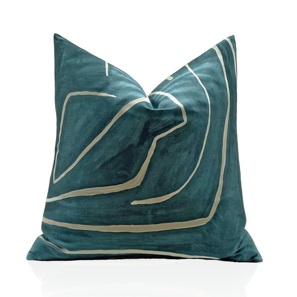 Kelly Wearstler Graffito Pillow Cover in Teal Peal, Cushion Sham