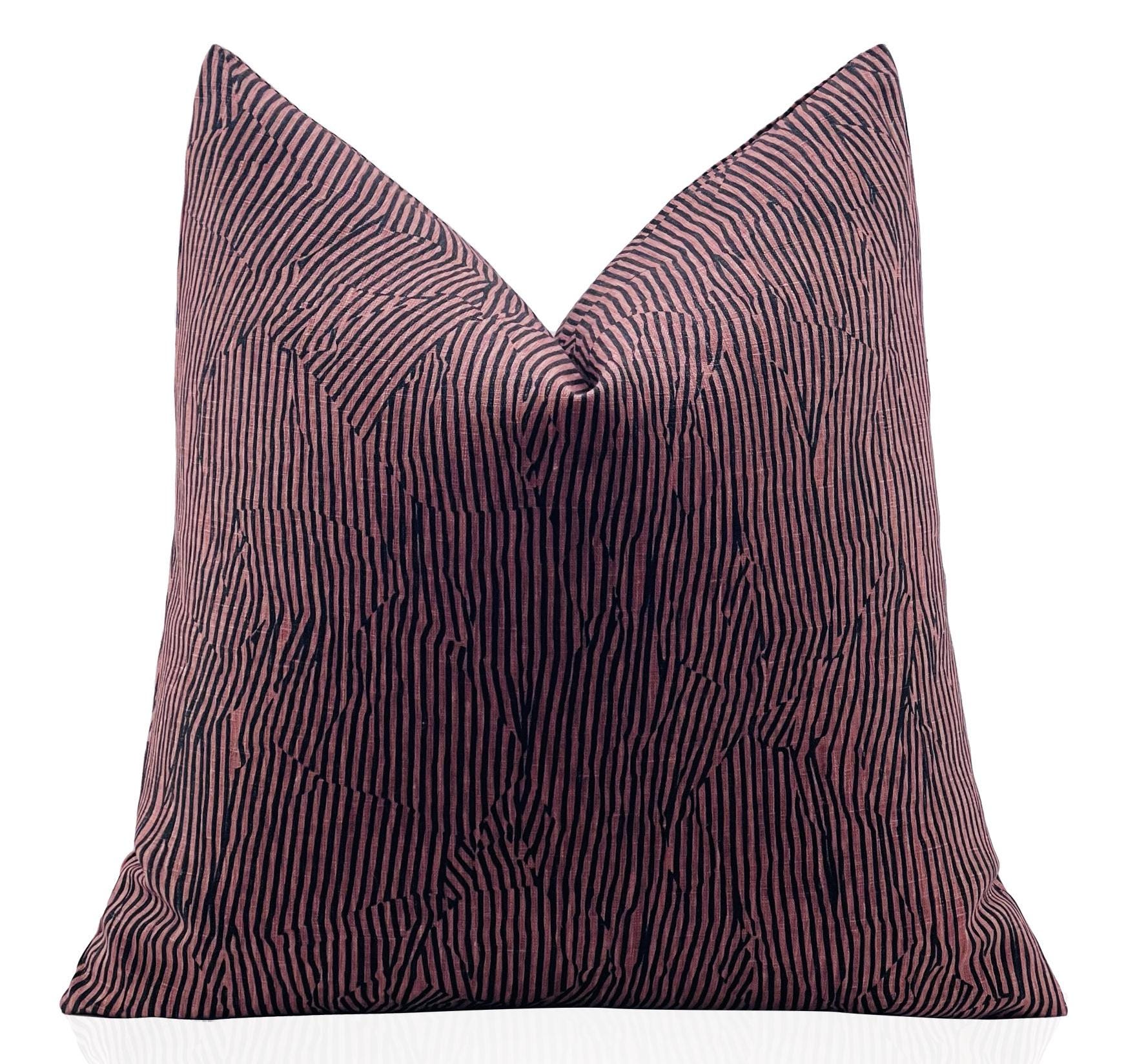 Kelly Wearstler Pillow Cover, Avant Pillow in Salmon and Black, Stripe Pillow, good Lumbar Throw Pillows